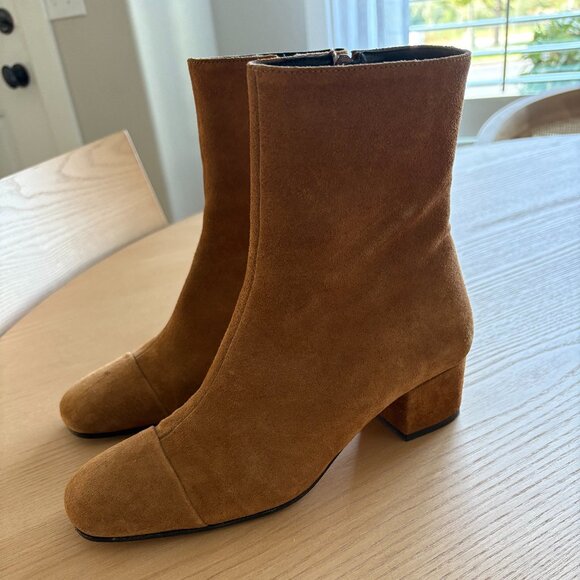 Staud Ankle Tabacco Colored Suede Boots Size 38 - Picture 1 of 4